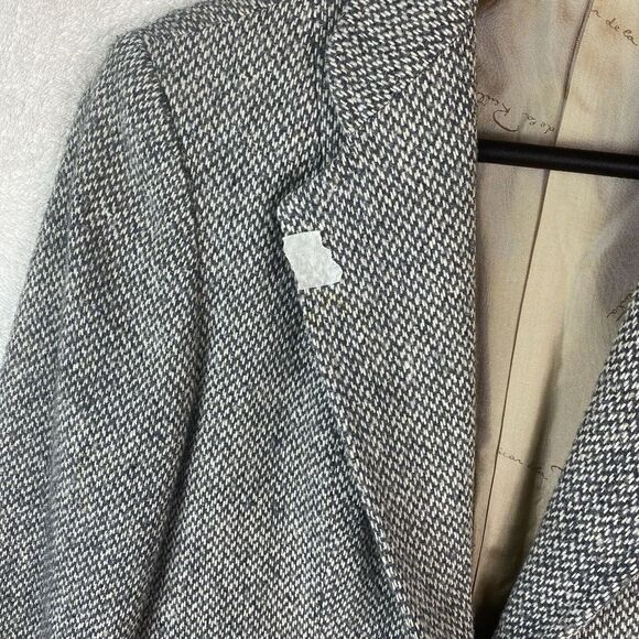 Vintage Oscar‎ de la Renta Wool Blazer Size 5/6 Herringbone Tweed Logo Lined - Picture 3 of 10